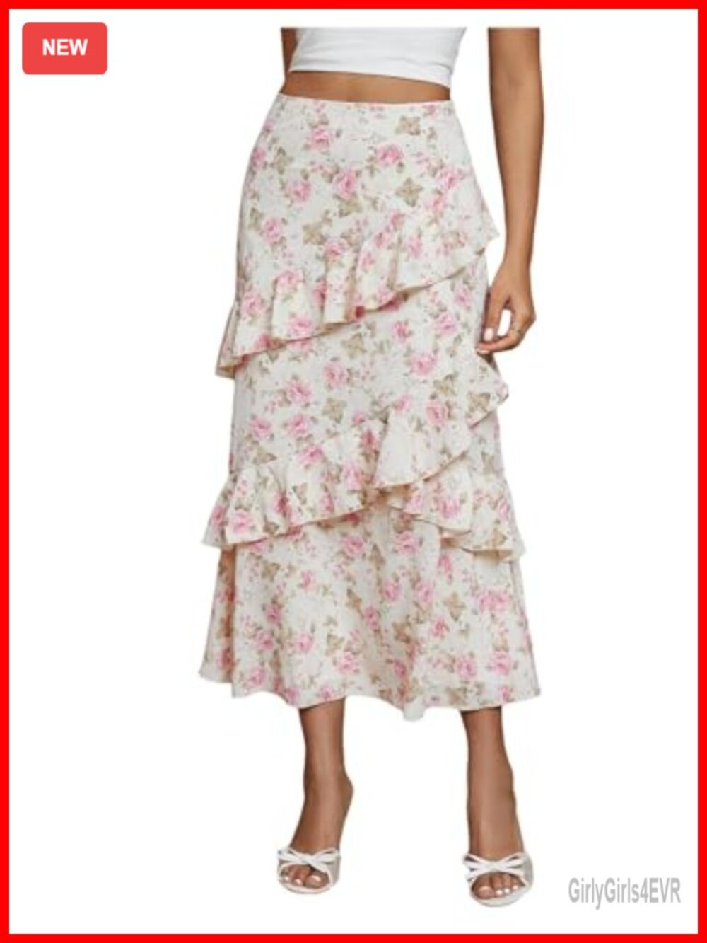 Women's High Waisted Flowy A-Line Midi Skirt Cocktail